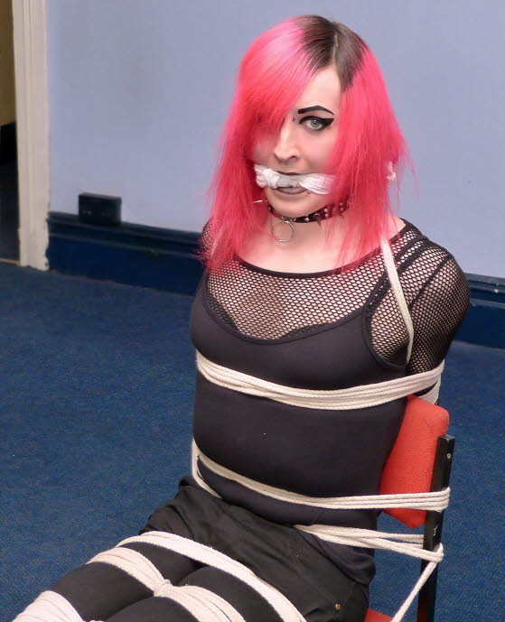 tranny goth bondage. Tied up and bound to be fucked