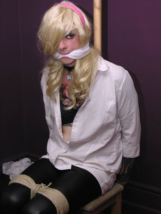 tranny goth bondage. Tied up and bound to be fucked